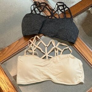 Elegant Black and Cream Strappy Bandeau Set